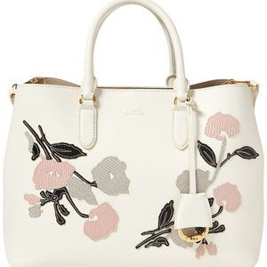 NEW AND RARE - Lauren Ralph Lauren Dryden Satchel-White Floral Large - Excellent